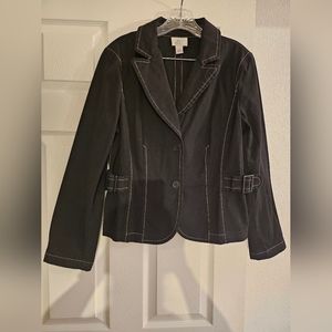 Ann Taylor Loft Short Black Contrast Blazer Sz 12